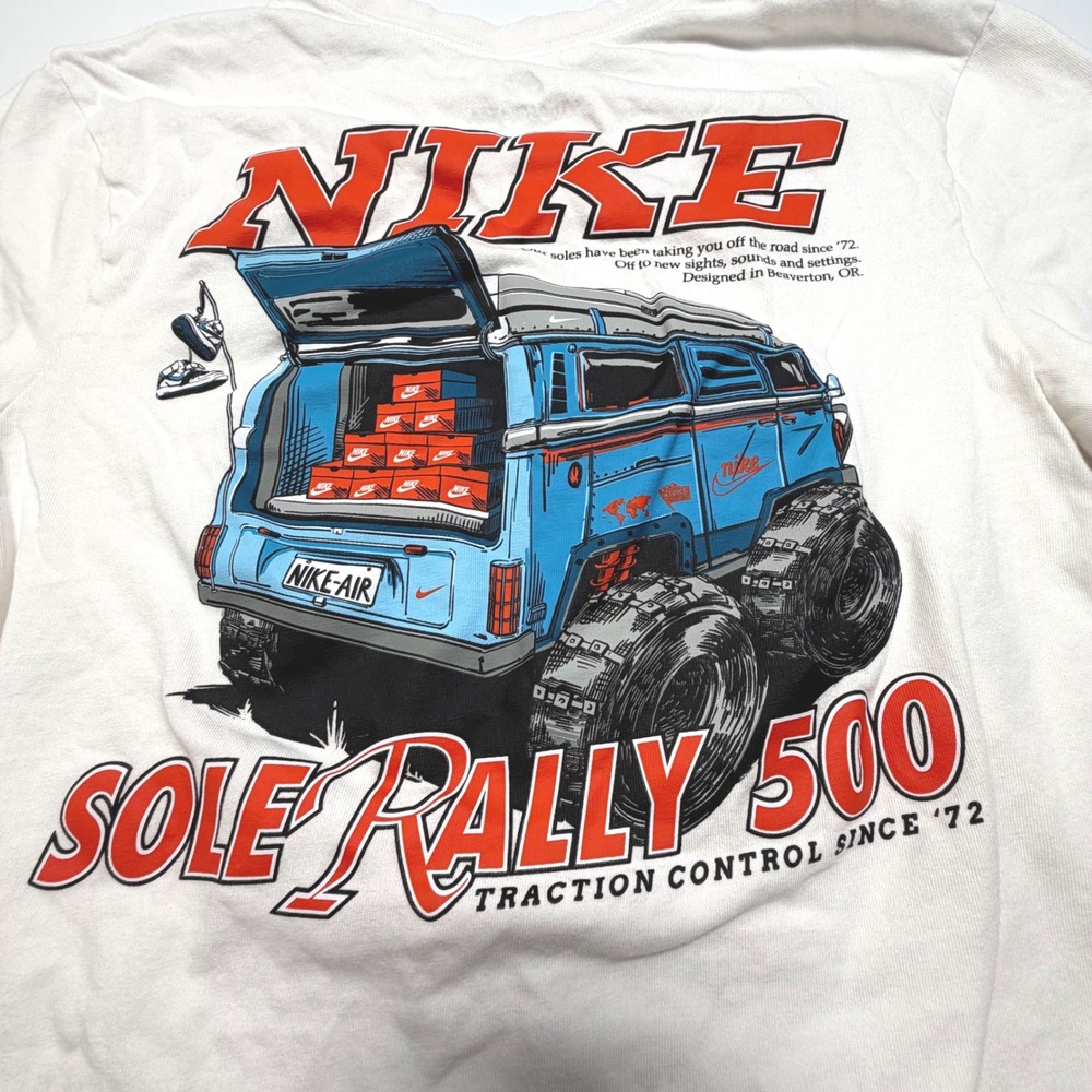 Nike Sole Rally 500 Graphic Tee Mens Small White‎ Motorsport Streetwear